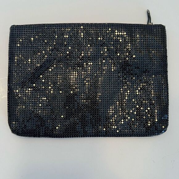 WHITING & DAVIS Black Mesh Evening Bag Clutch - Picture 2 of 7